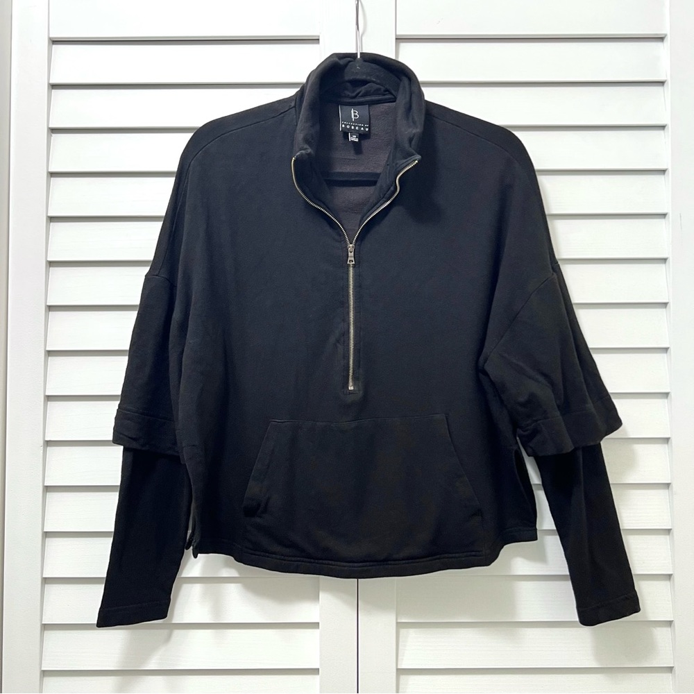 B Collection by Bobeau Black Sweatshirt Size XS 3/4 Zip - Picture 1 of 10